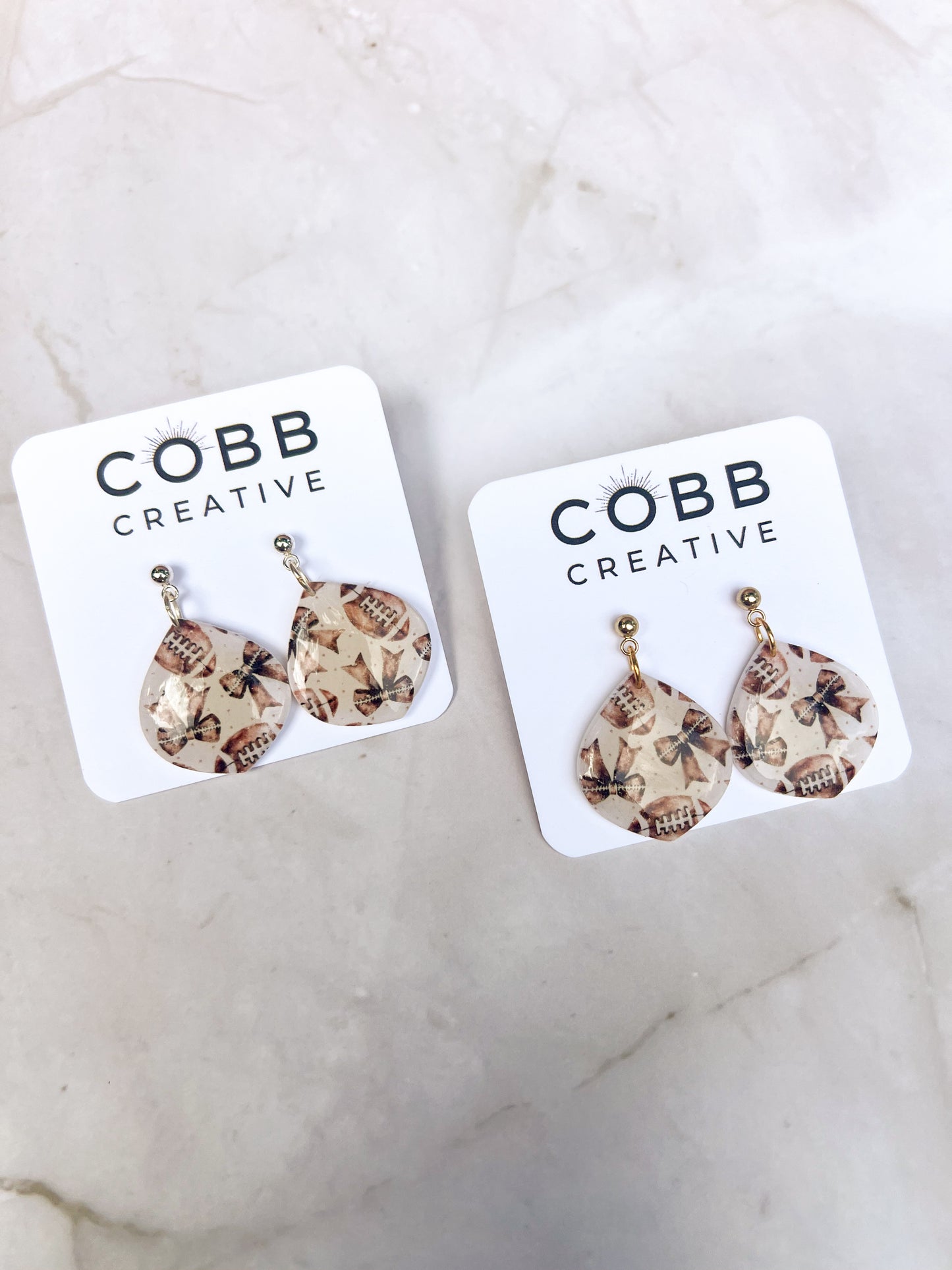 Footballs & Bows Teardrop Earrings