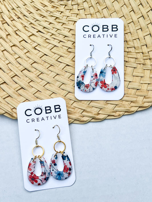 Painted Petal Horseshoe Hook Earrings
