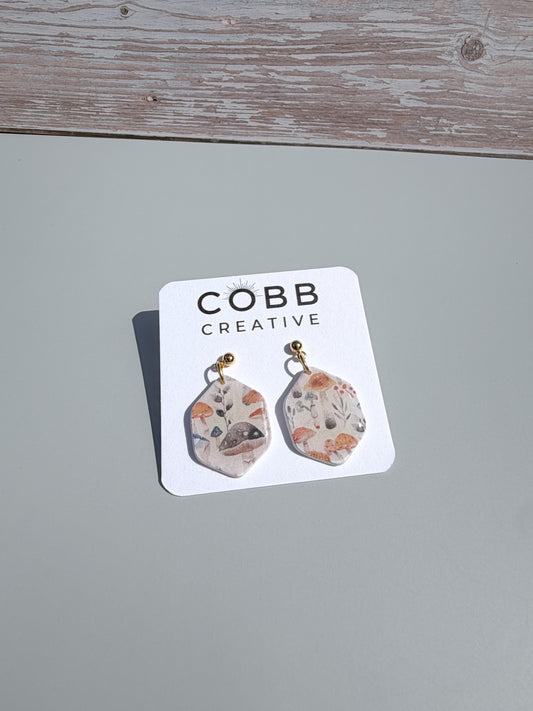 Blue Mushroom Small Earrings