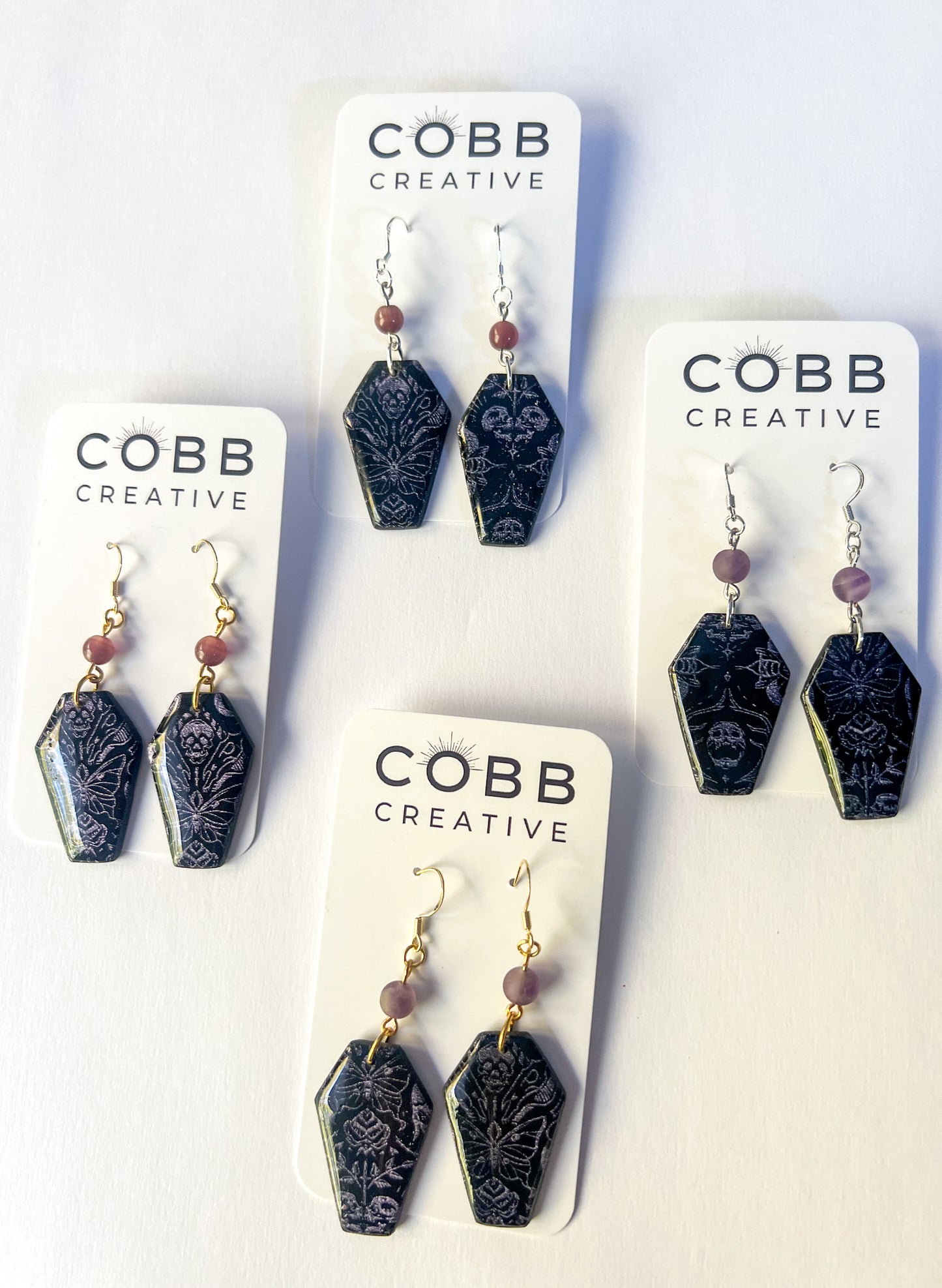 Coffin Crystal Hook Earrings