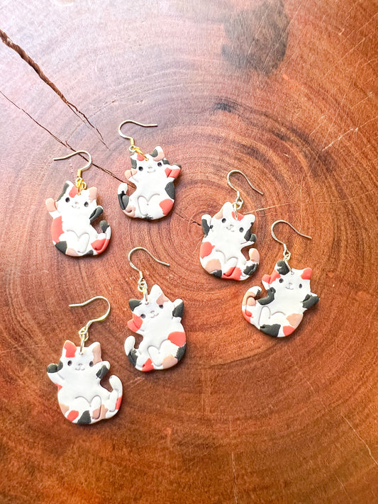 Calico Cat Hook Earrings