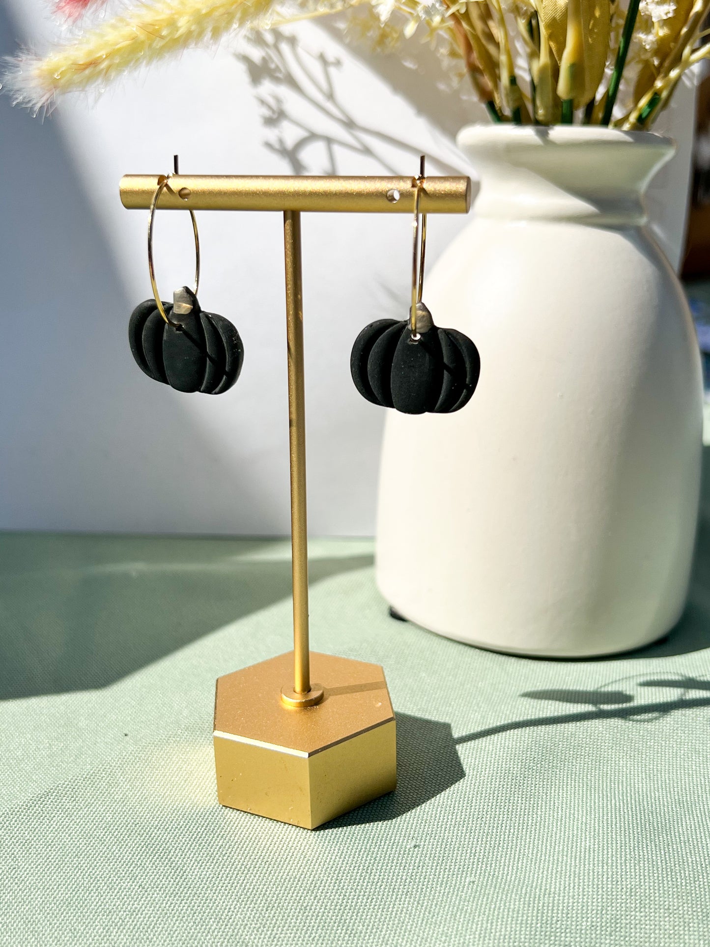 Black Pumpkin Hoop Earrings