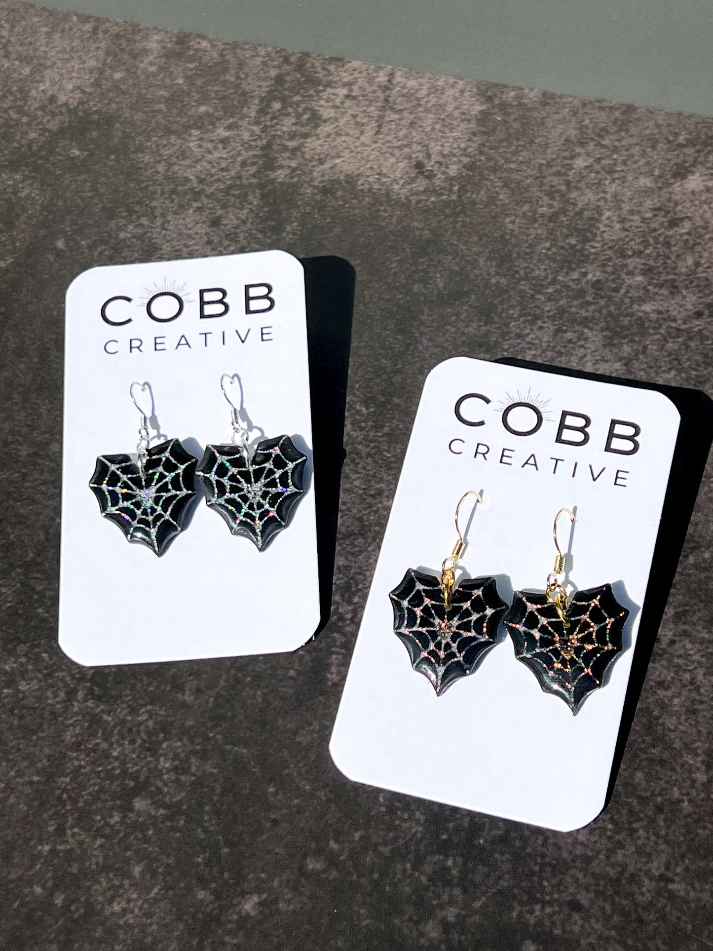 Black Spiderweb Heart Hook Earrings