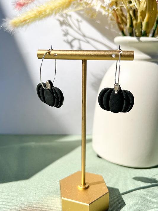 Black Pumpkin Hoop Earrings