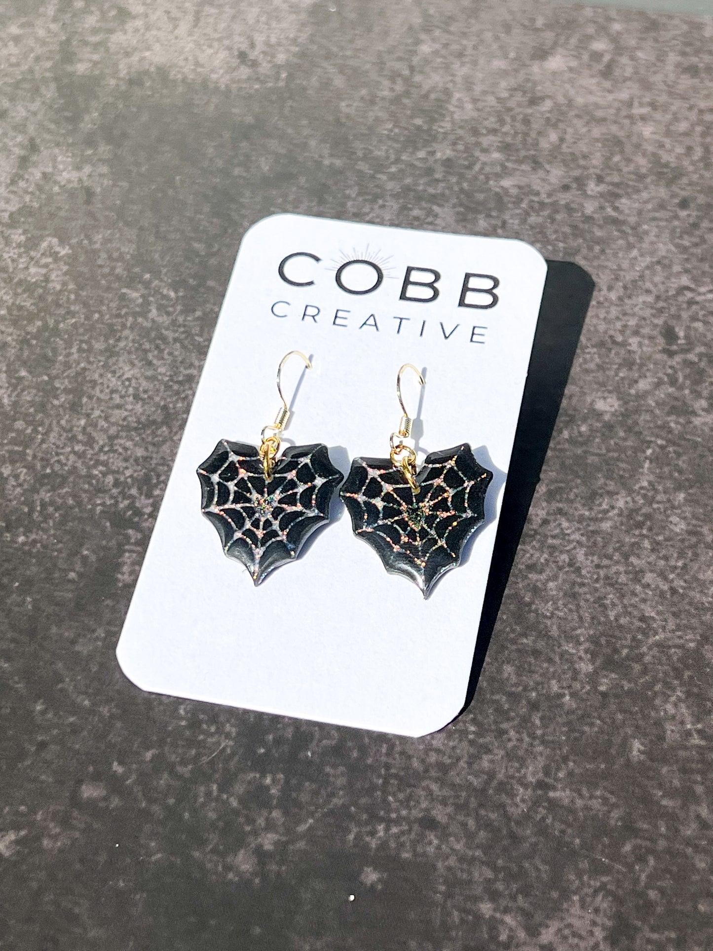 Black Spiderweb Heart Hook Earrings