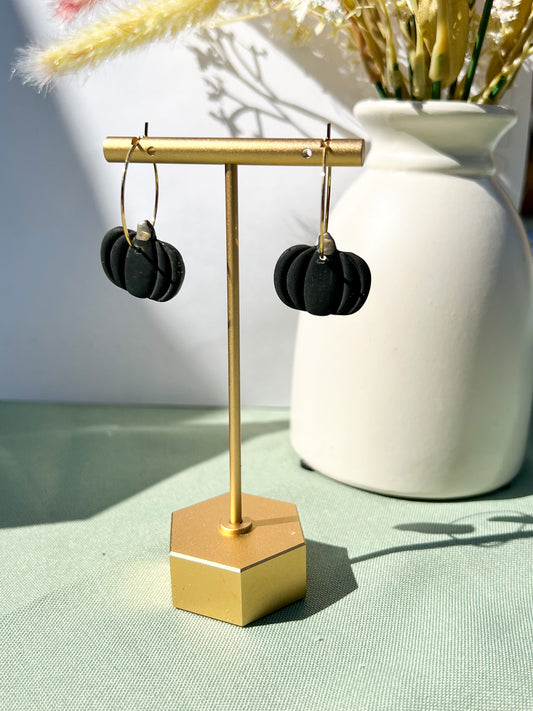 Black Pumpkin Hoop Earrings