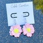 Pink Flower Hook Earrings