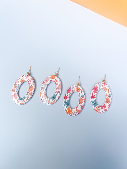 Large Pastel Fall Leaves Earrings
