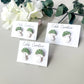 Green Mushroom Stud Earrings