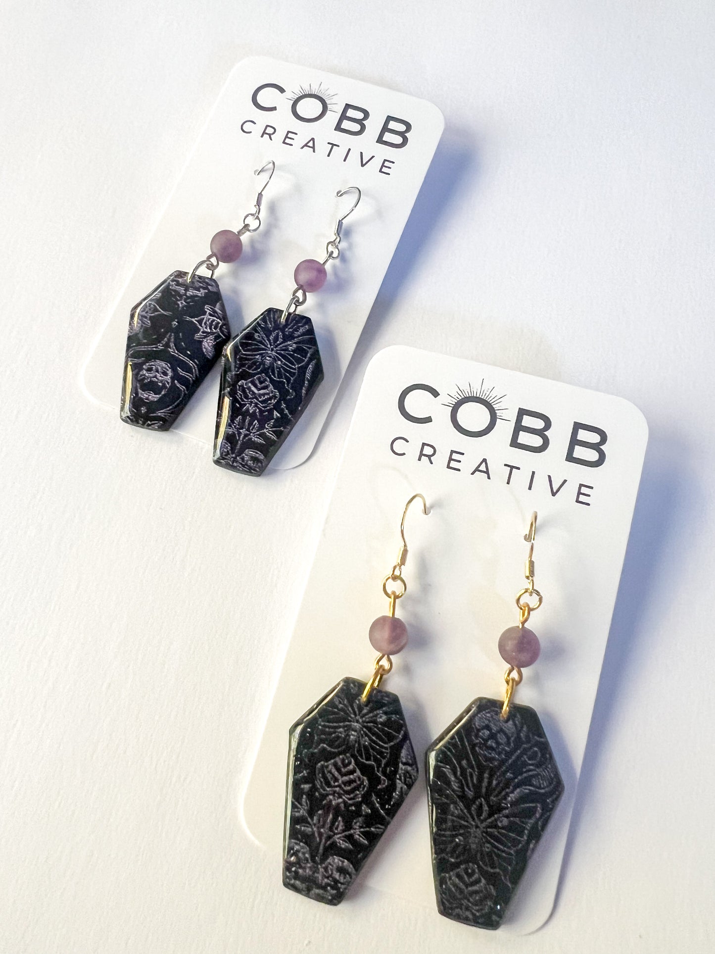 Coffin Crystal Hook Earrings