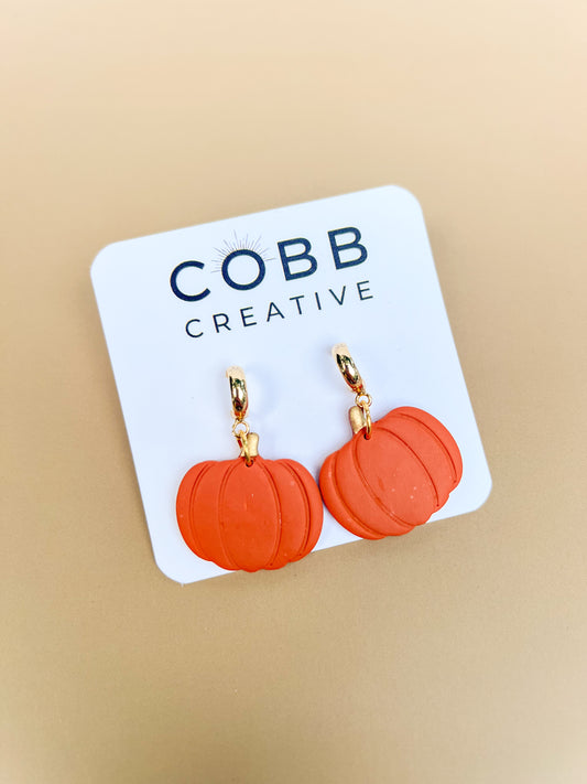 Orange Pumpkin Drop Earrings