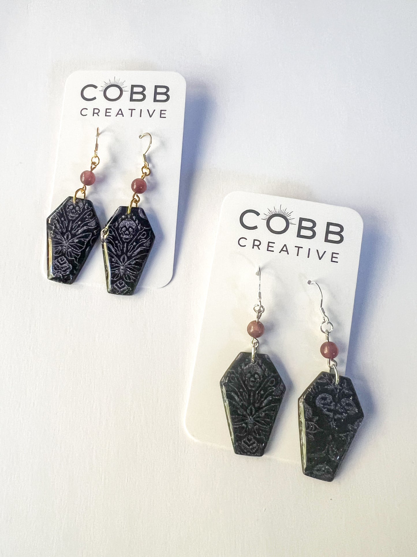 Coffin Crystal Hook Earrings