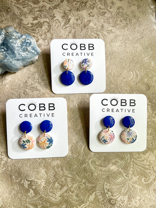 Azure Bloom Round Earrings