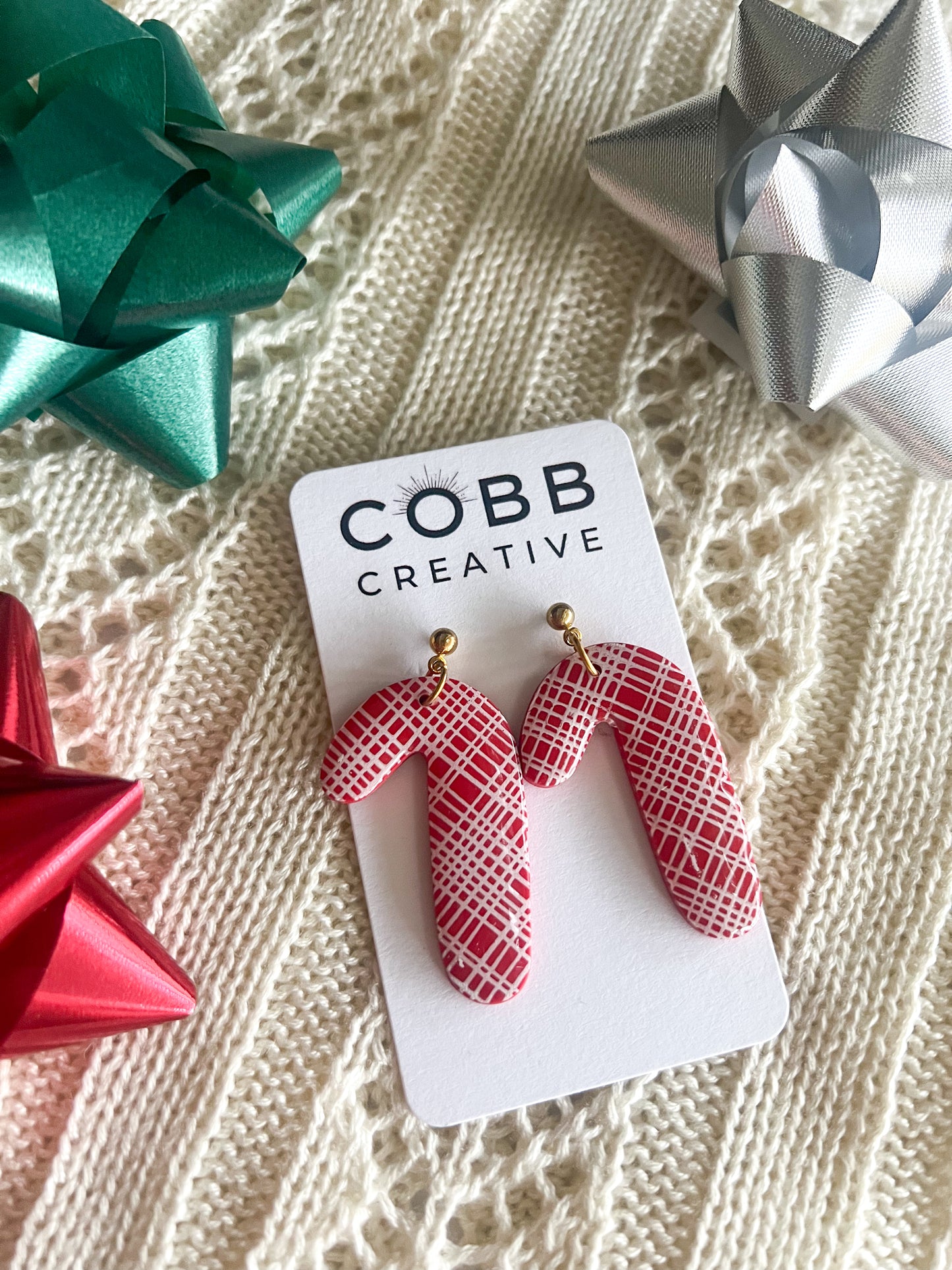 Large Candy Cane Drop Earrings