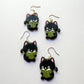 Black Reading Cat Hook Earrings