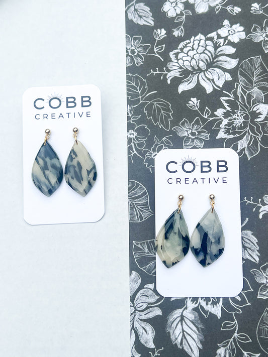 Midnight Marble Teardrop Earrings