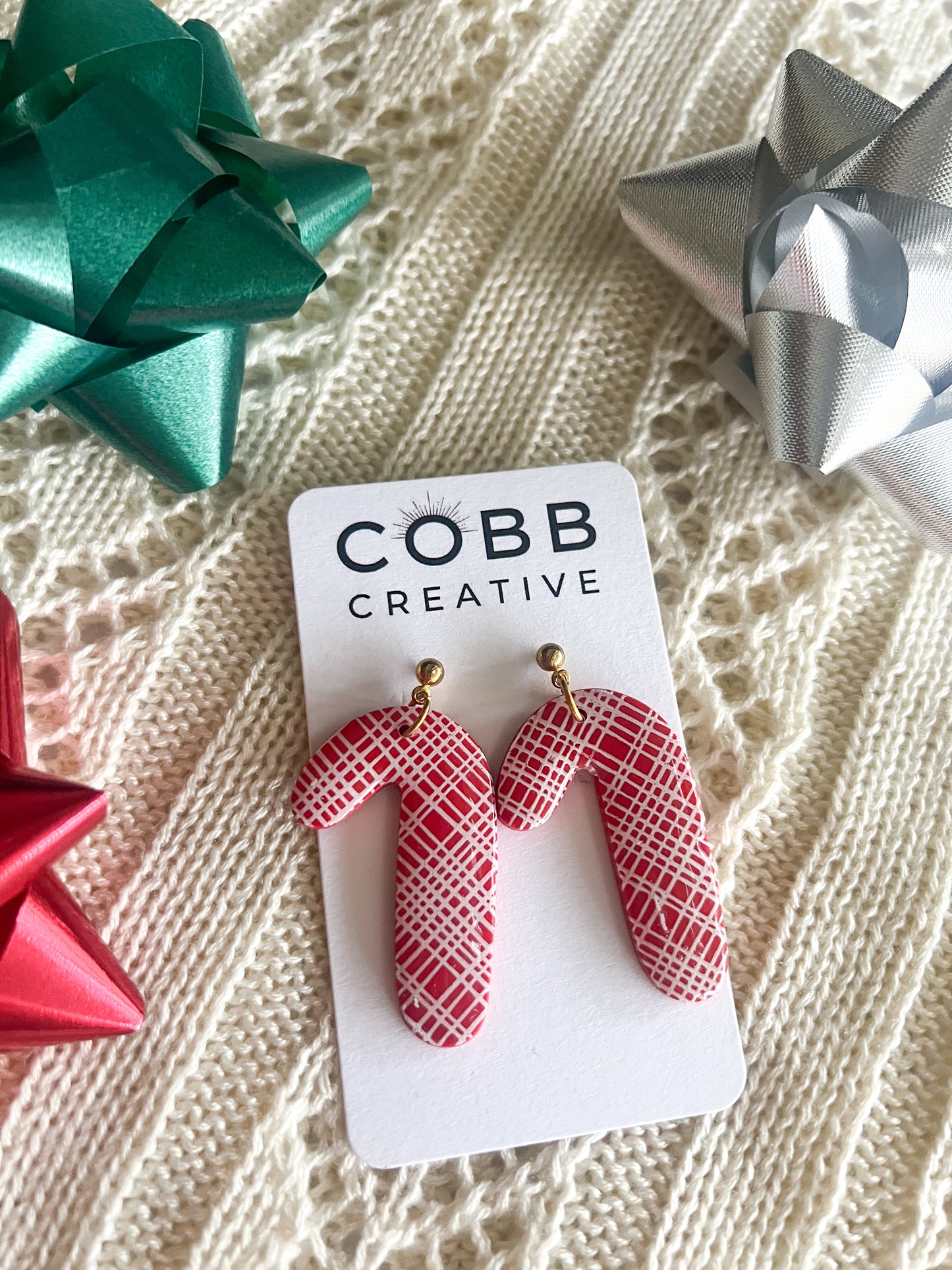 Large Candy Cane Drop Earrings