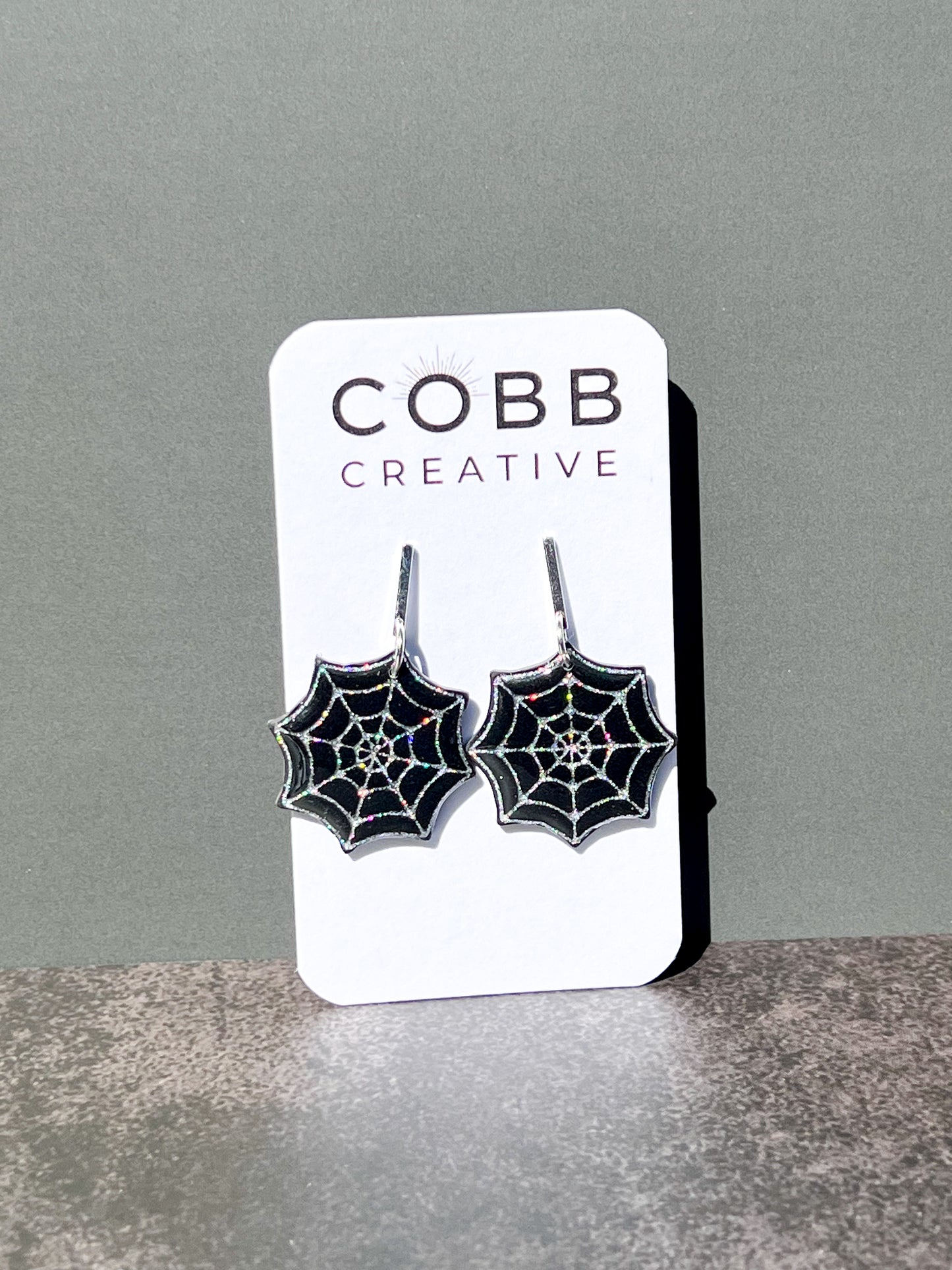 Black Spooky Spiderweb Earrings