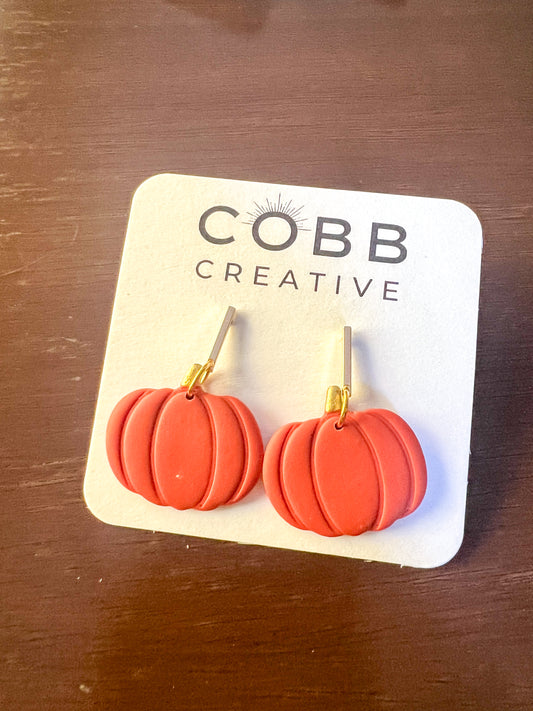 Orange Pumpkin Drop Earrings