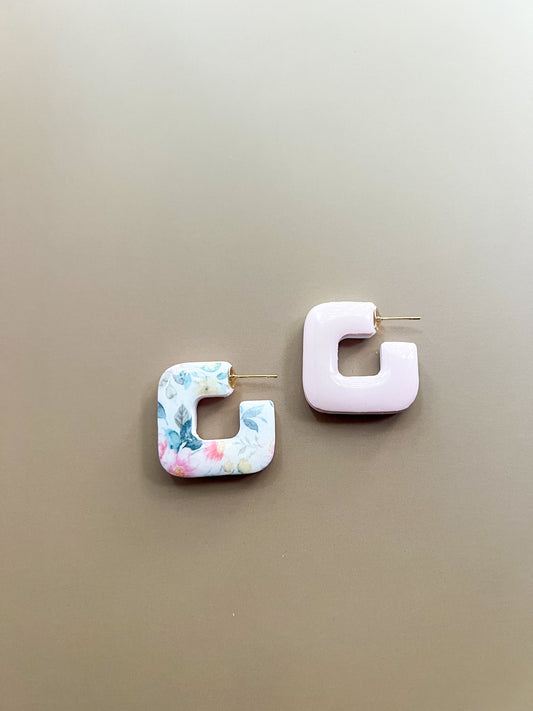 Garden Hoop Square Earrings
