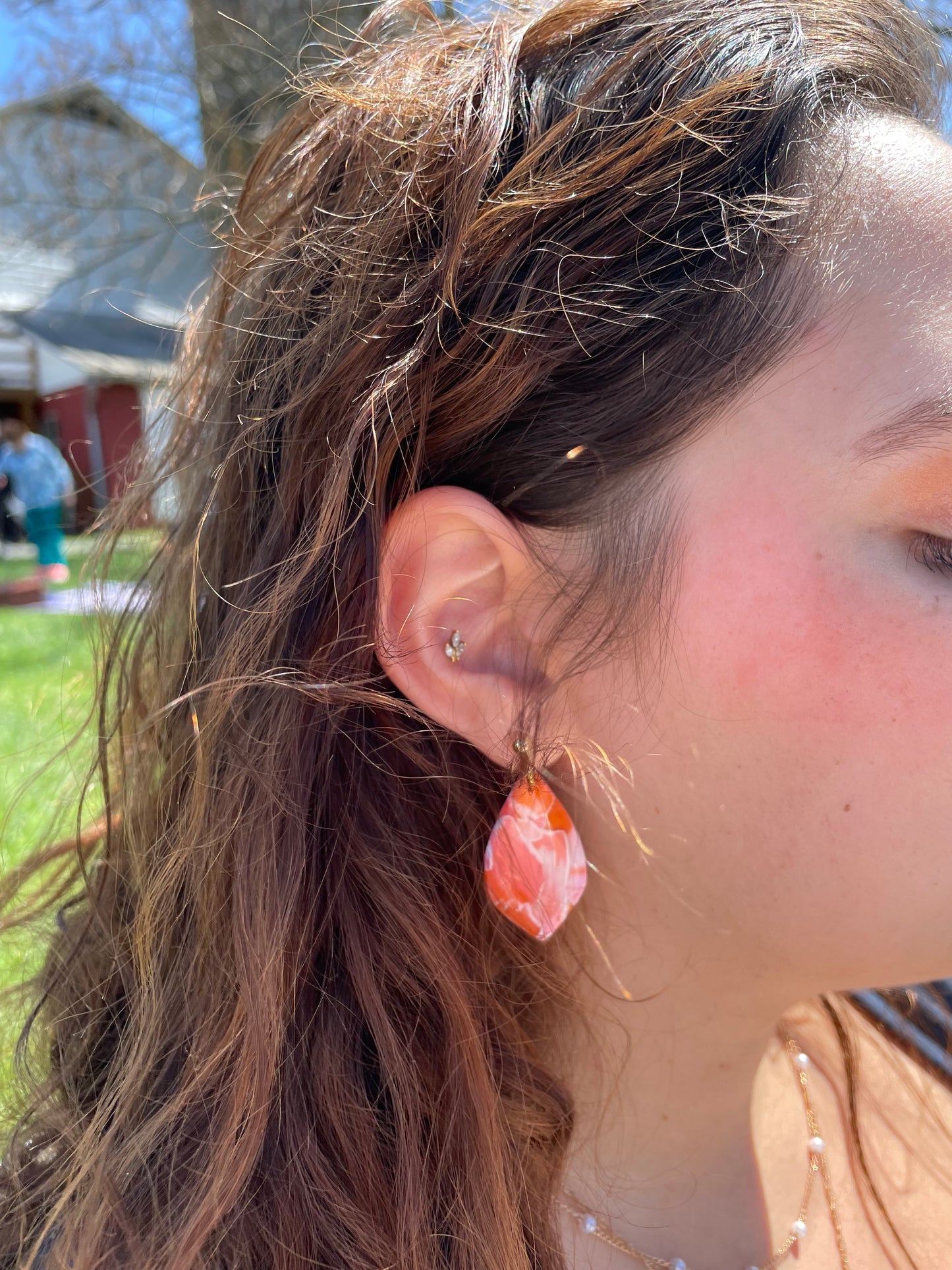 Peach Teardrop Earrings