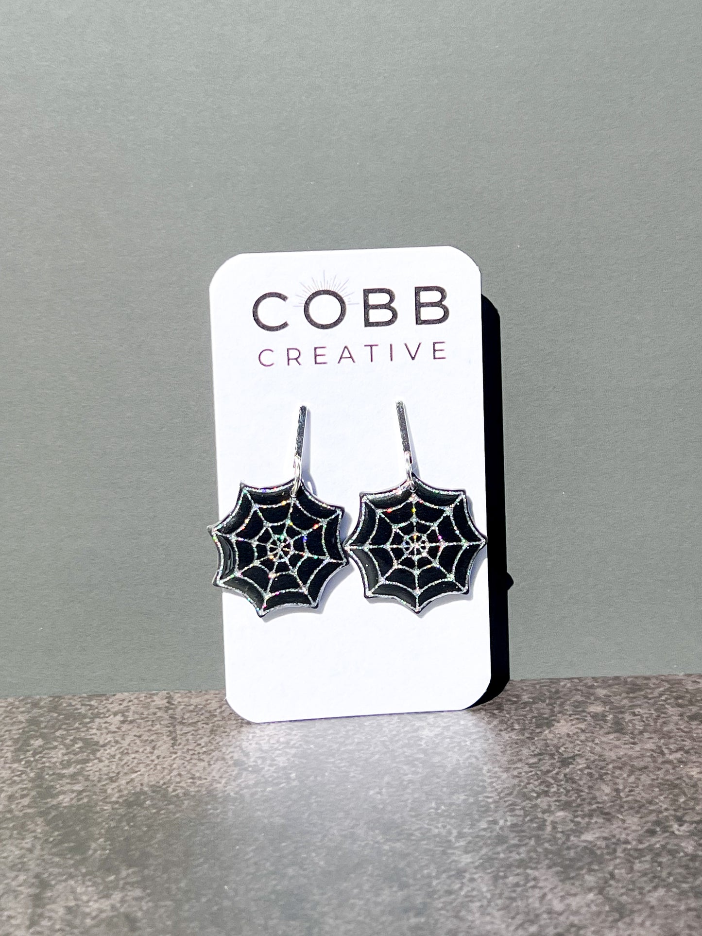 Black Spooky Spiderweb Earrings