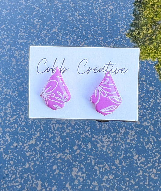 Purple Floral Stud Earrings