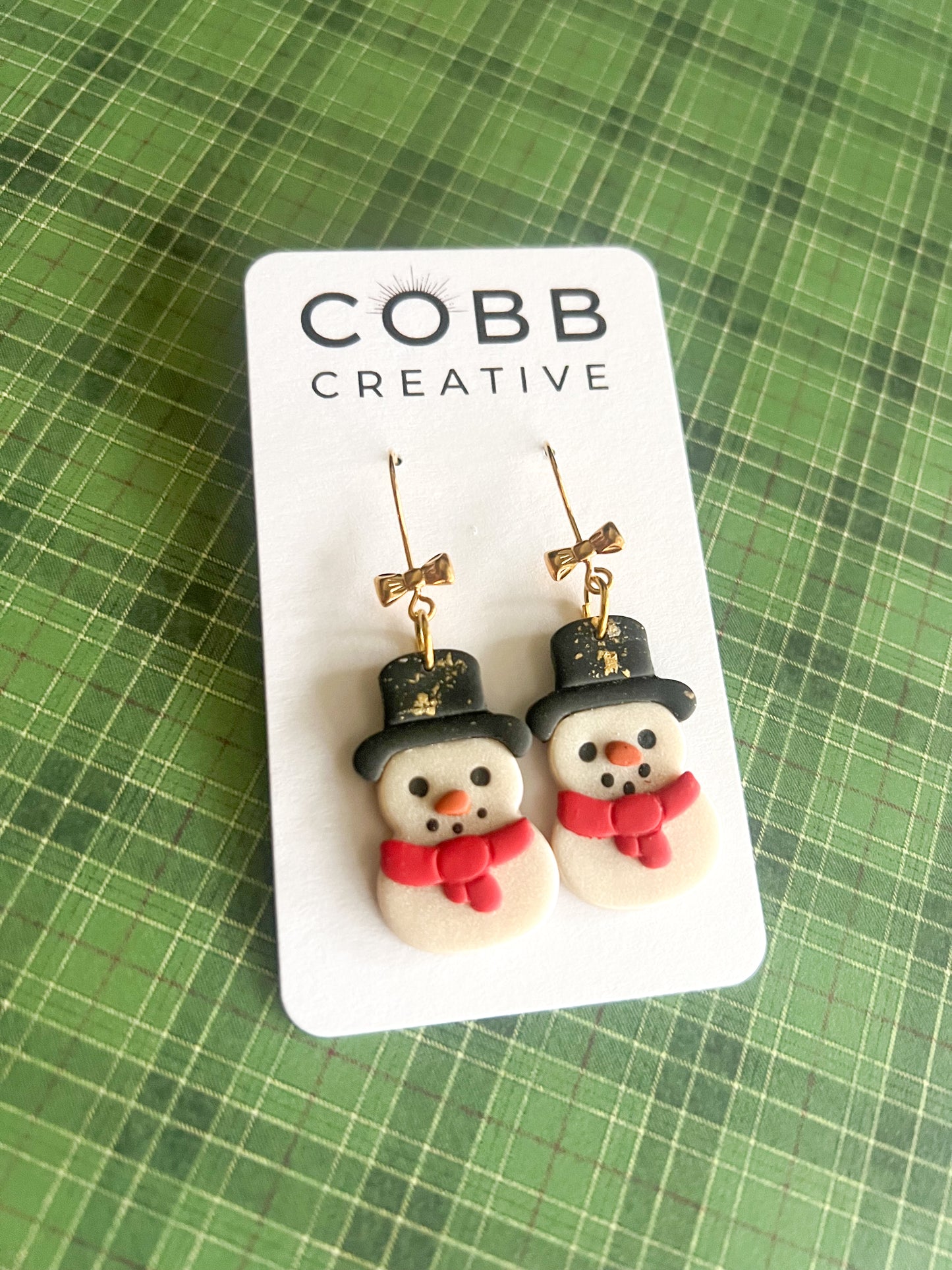Snowman Bow Hook Earrings