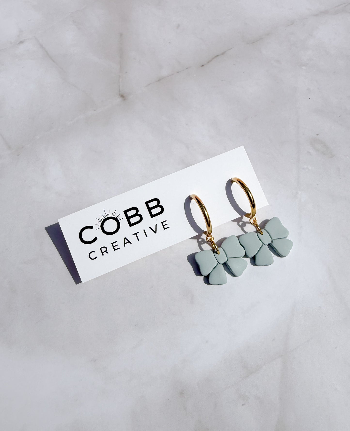 Mint Bow Hoop Earrings
