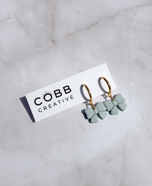 Mint Bow Hoop Earrings