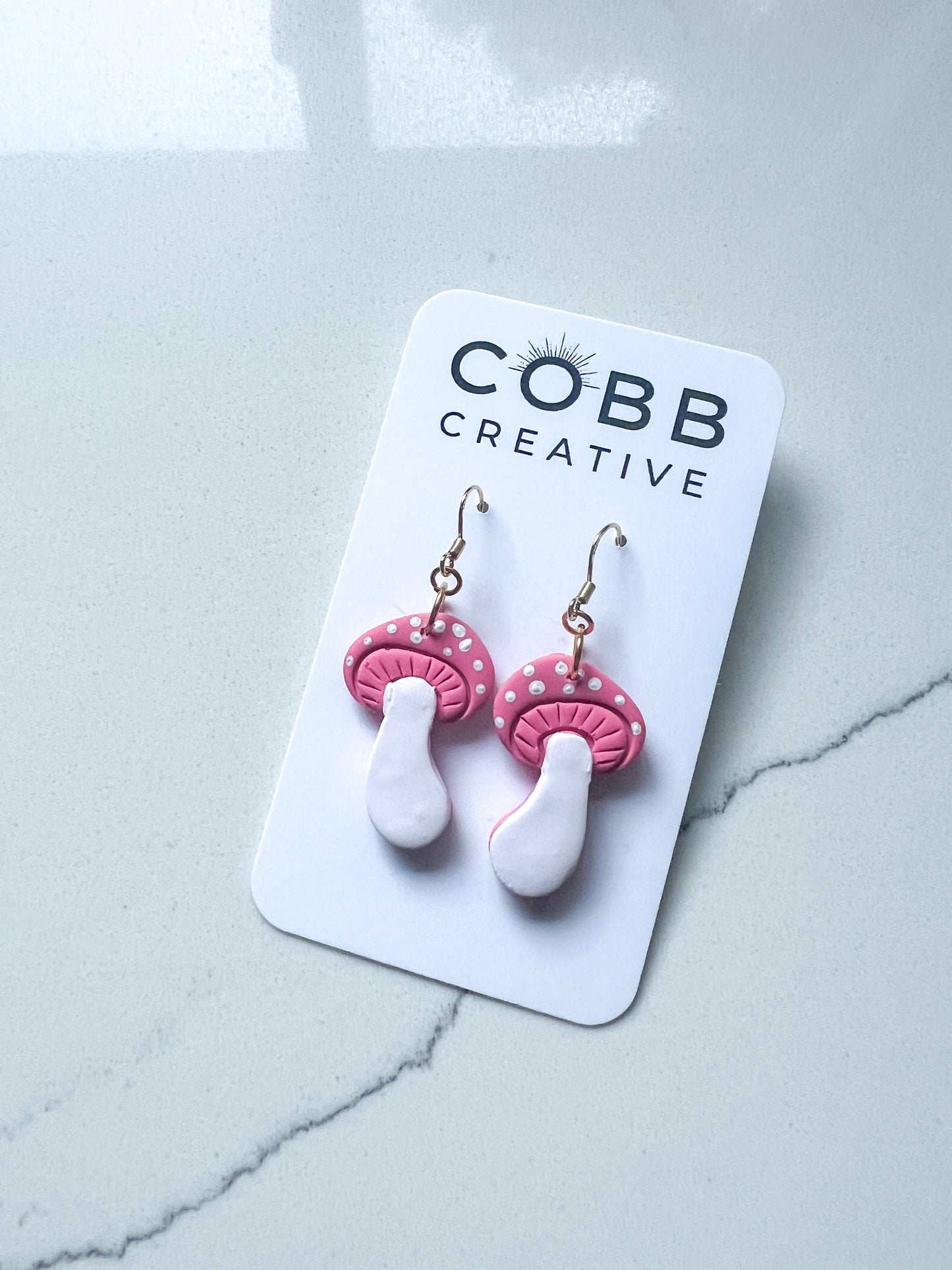 Pink Mushroom Hook Earrings