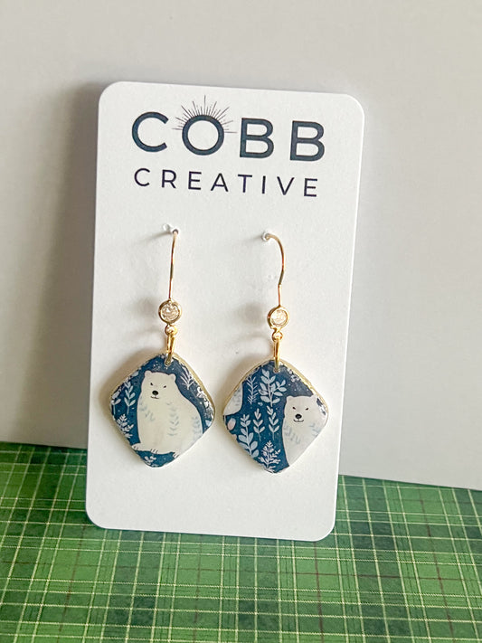 Polar Bear Hook Earrings