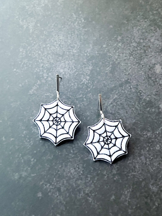 White Spooky Spiderweb Earrings