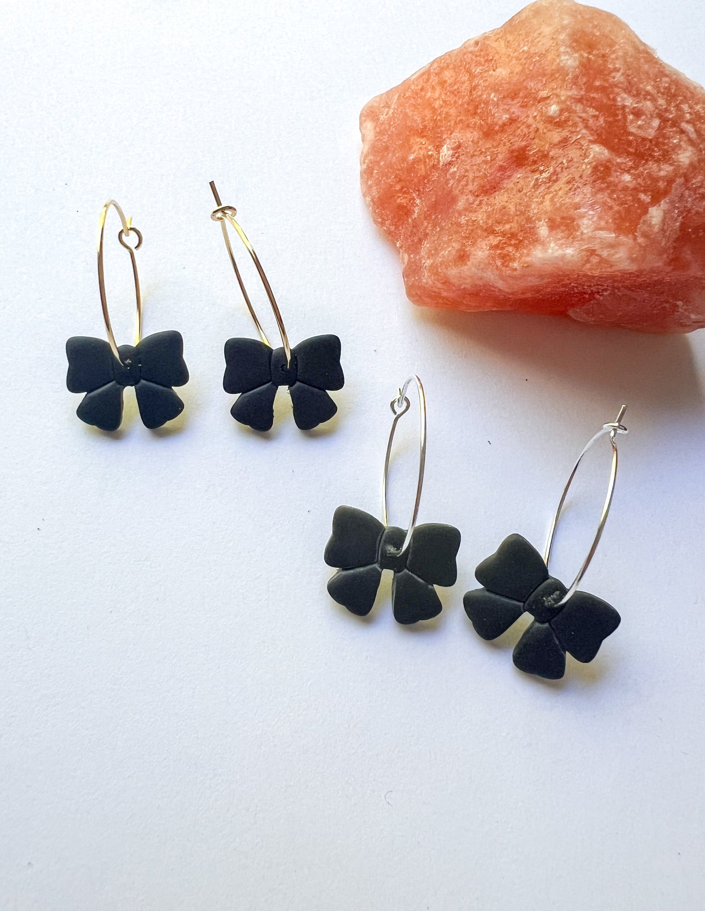 Cute Black Bow Hoop Earrings