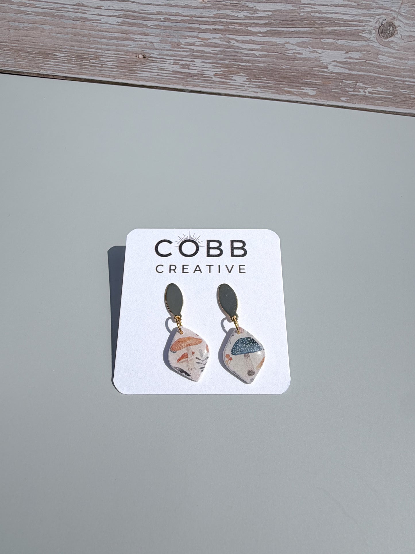 Blue Mushroom Small Earrings