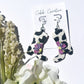 Cow Print Floral Boot Hook Earrings