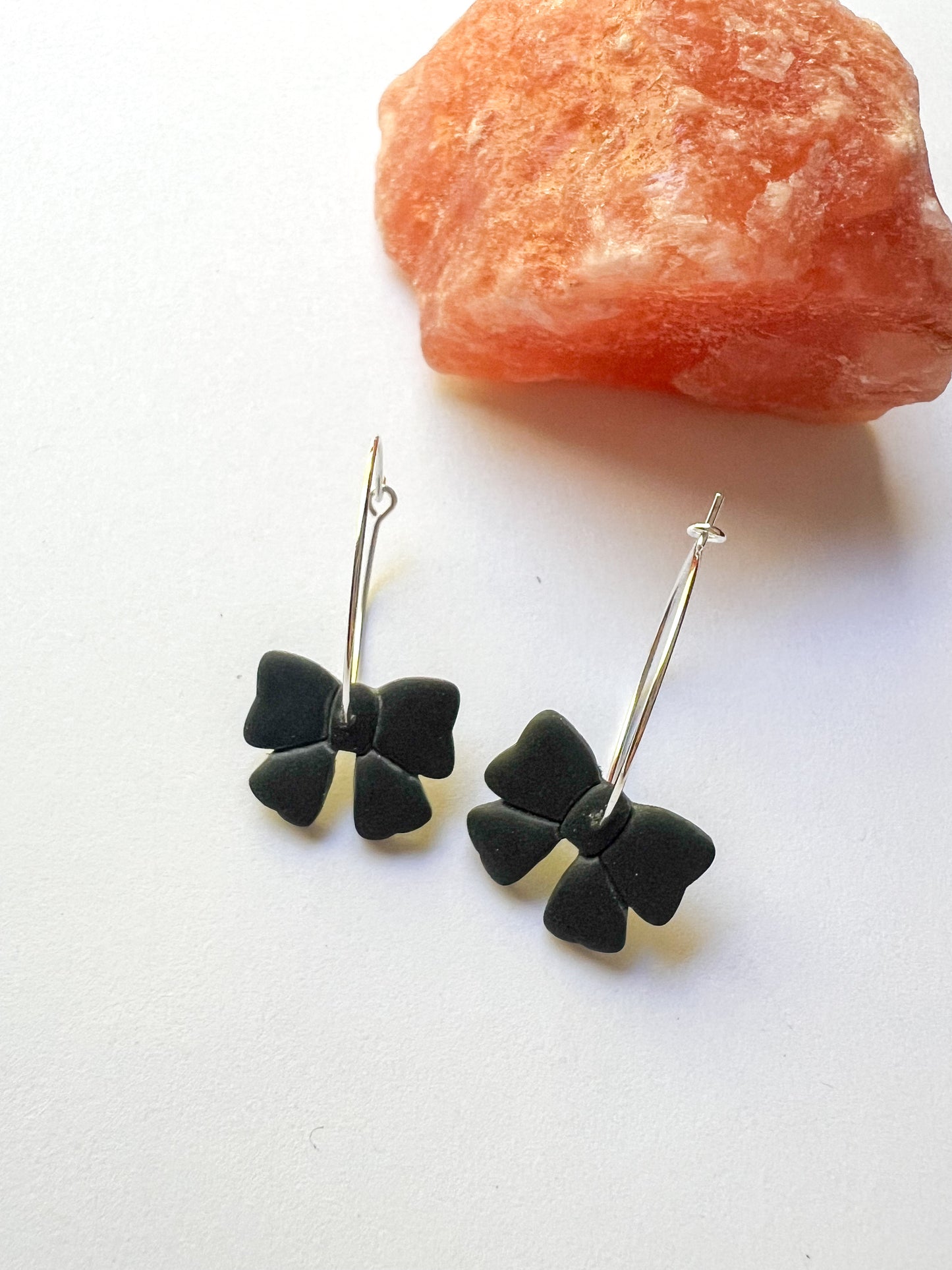 Cute Black Bow Hoop Earrings