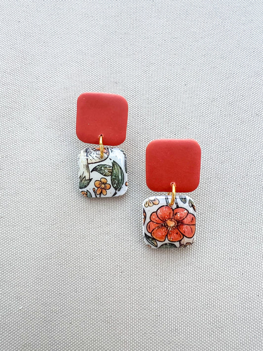 Mellow Mushroom Small Square Drop Earrings