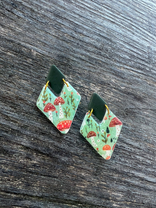 Mushroom Forest Drop Earrings