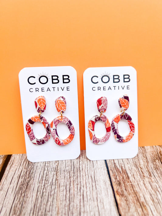Donut Shaped Fall Leaves Earrings