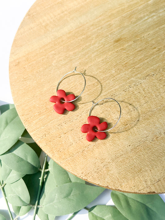 Fall Flower Hoop Earrings