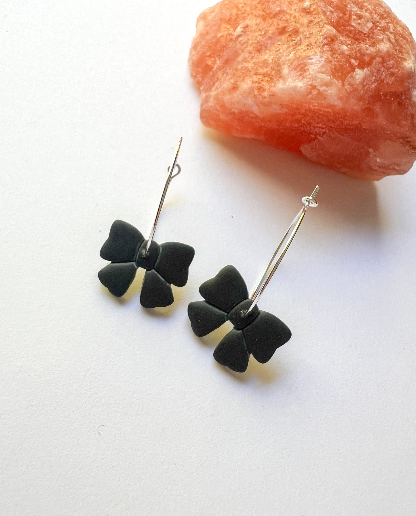 Cute Black Bow Hoop Earrings