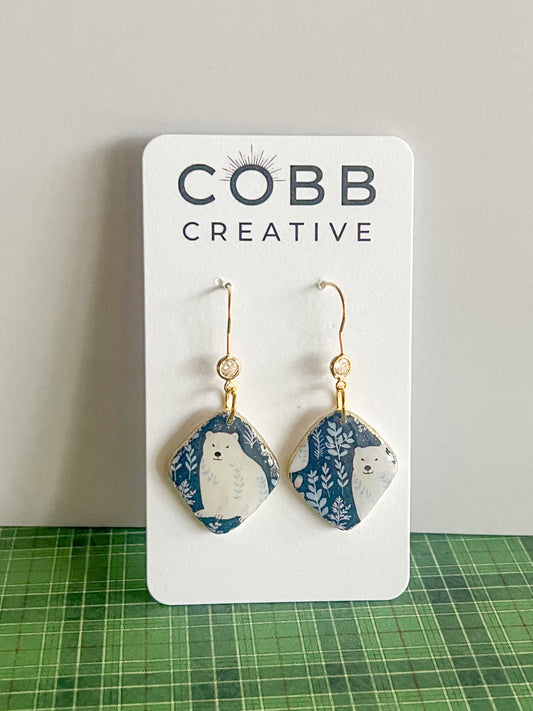 Polar Bear Hook Earrings