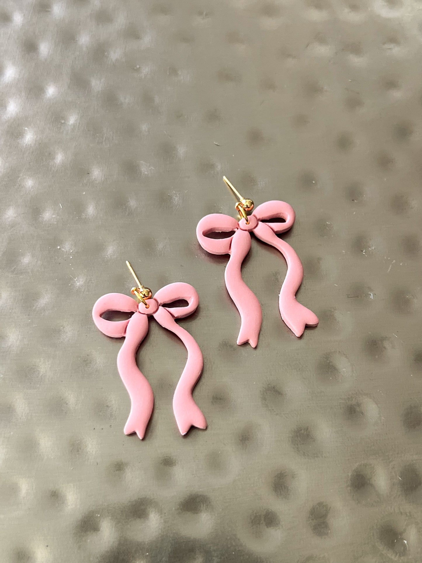Long Blush Bow Earrings