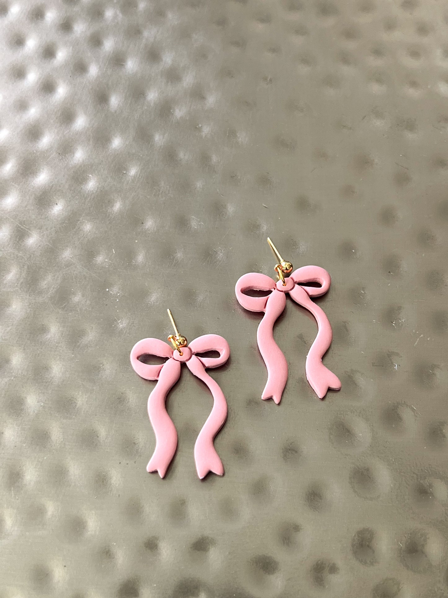 Long Blush Bow Earrings