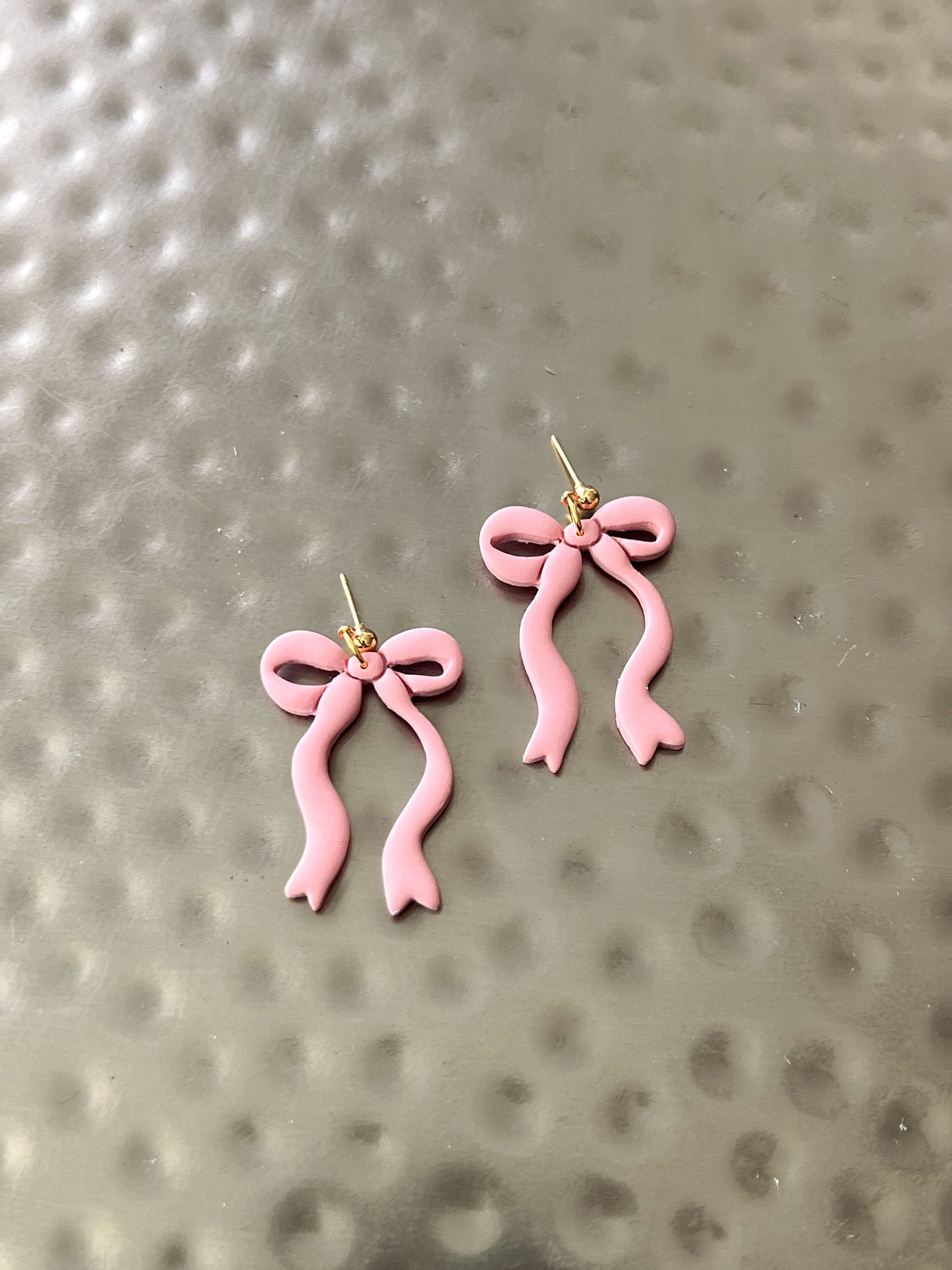 Long Blush Bow Earrings