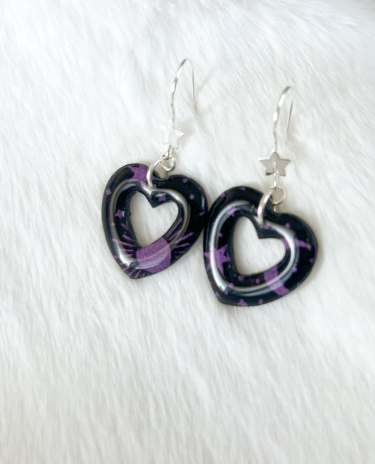 Cosmic Heart Hook Earrings