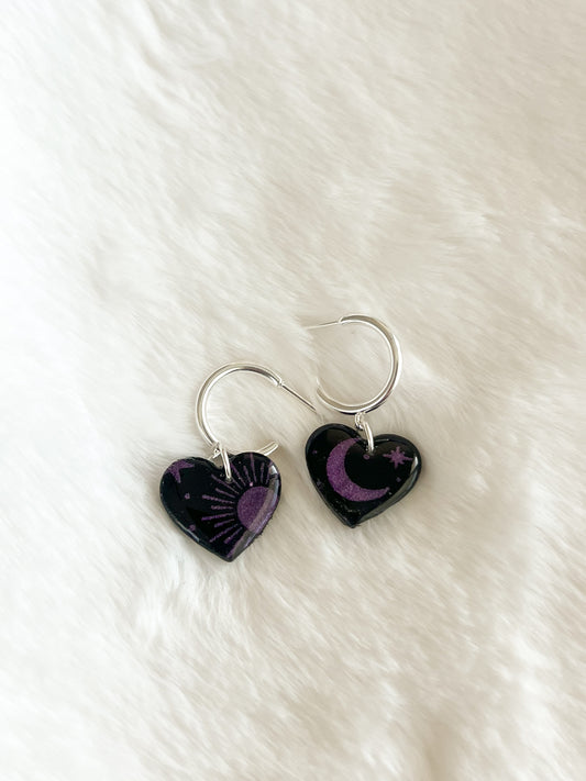 Cosmic Heart Hoop Earrings