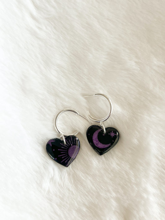 Cosmic Heart Hoop Earrings