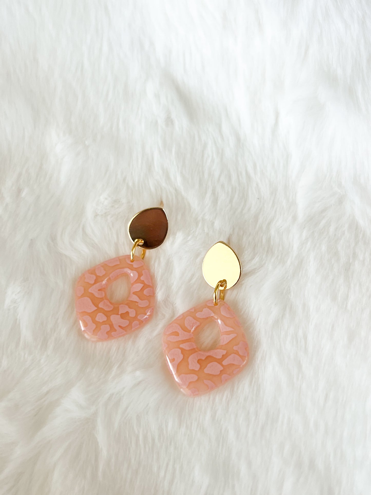 Translucent Pink Leopard Print Earrings